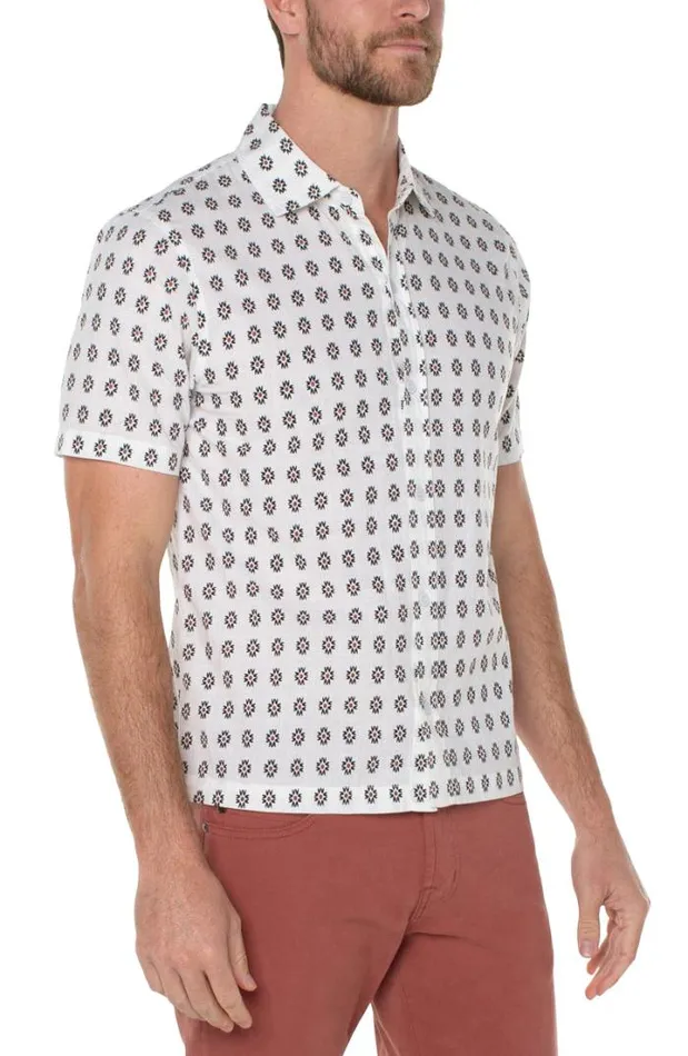 BUTTON DOWNS Men Liverpool Los Angeles PRINTED SHORT SLEEVE SHIRT Black Clay Multi