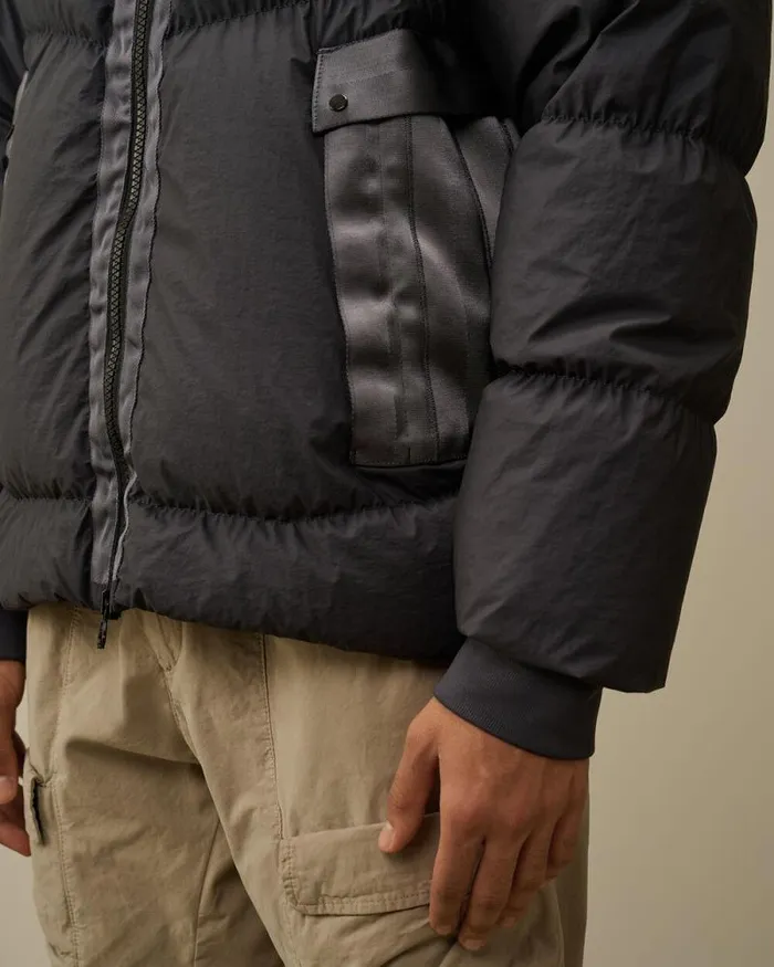 CP Company Jacket and Coats BiTM Goggle Down Jacket Black Sand 8211 Man