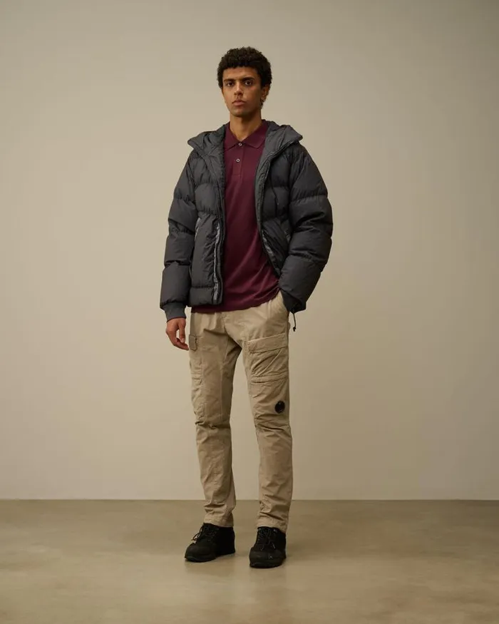 CP Company Jacket and Coats BiTM Goggle Down Jacket Black Sand 8211 Man