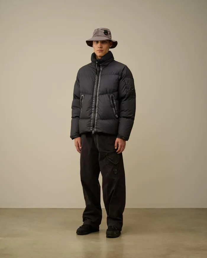 CP Company Jacket and Coats BiTM Hooded Down Jacket Black Sand 8211 Man