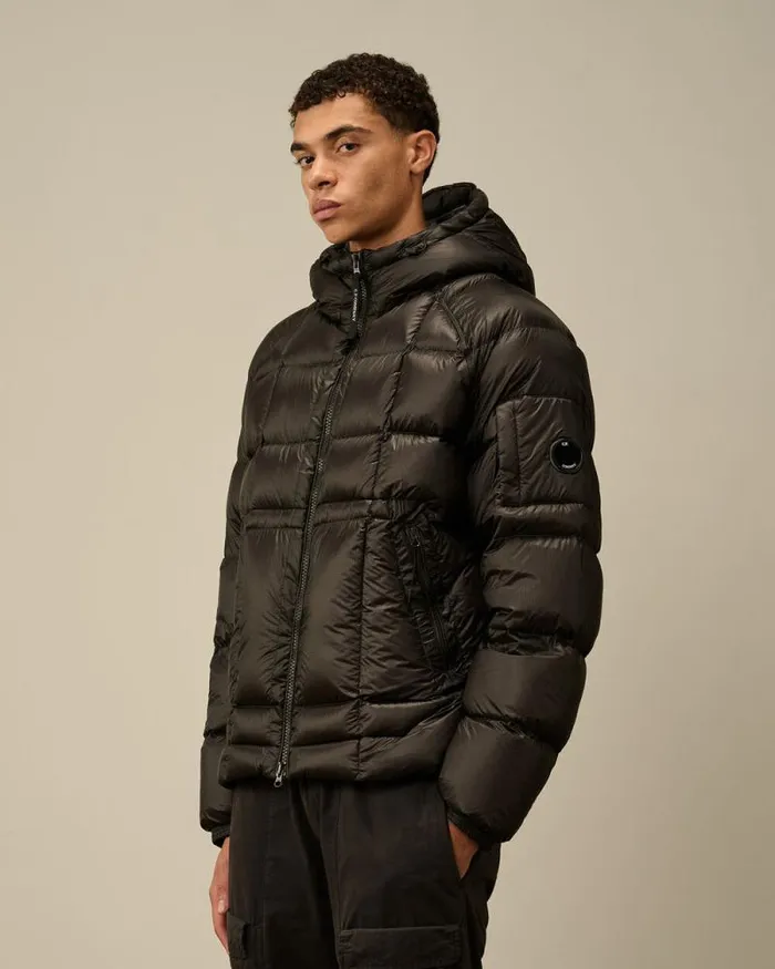 CP Company Jacket and Coats DD Shell Hooded Medium Down Jacket Black 8211 Man