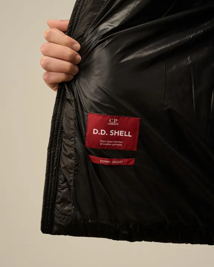 CP Company Jacket and Coats DD Shell Hooded Medium Down Jacket Black 8211 Man