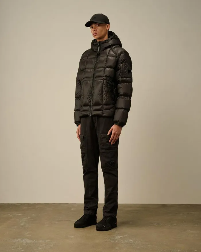 CP Company Jacket and Coats DD Shell Hooded Medium Down Jacket Black 8211 Man