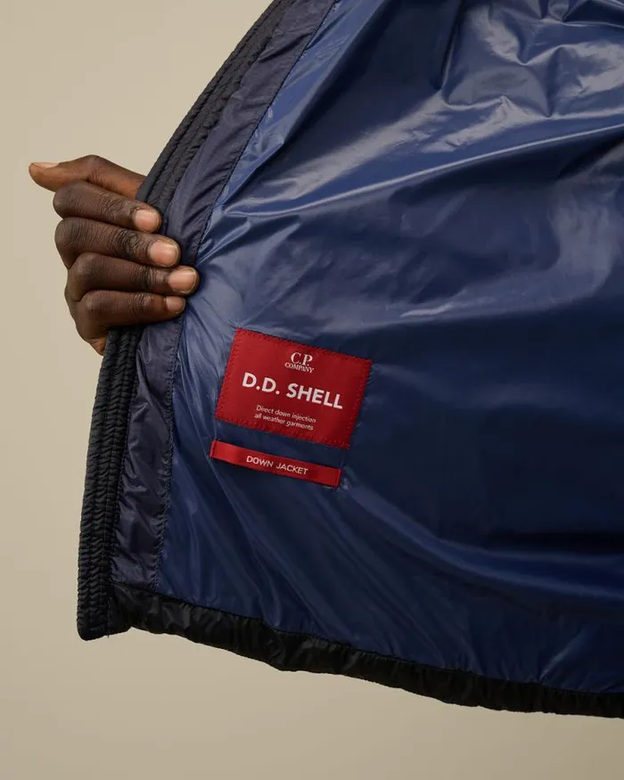 CP Company Jacket and Coats DD Shell Hooded Medium Down Jacket Estate Blue 8211 Man