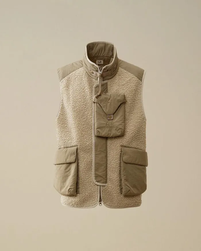 CP Company Jacket and Coats Polar Shell Mixed Vest Vintage Khaki Beige 8211 Man CP Company Jacket and Coats Polar Shell Mixed Vest Vintage Khaki Beige 8211 Man