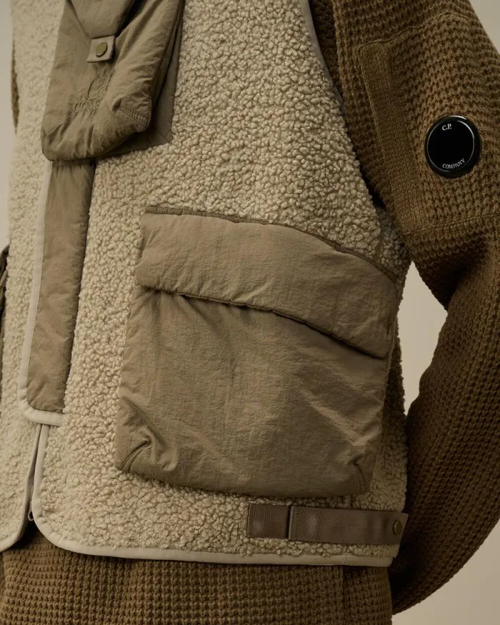 CP Company Jacket and Coats Polar Shell Mixed Vest Vintage Khaki Beige 8211 Man