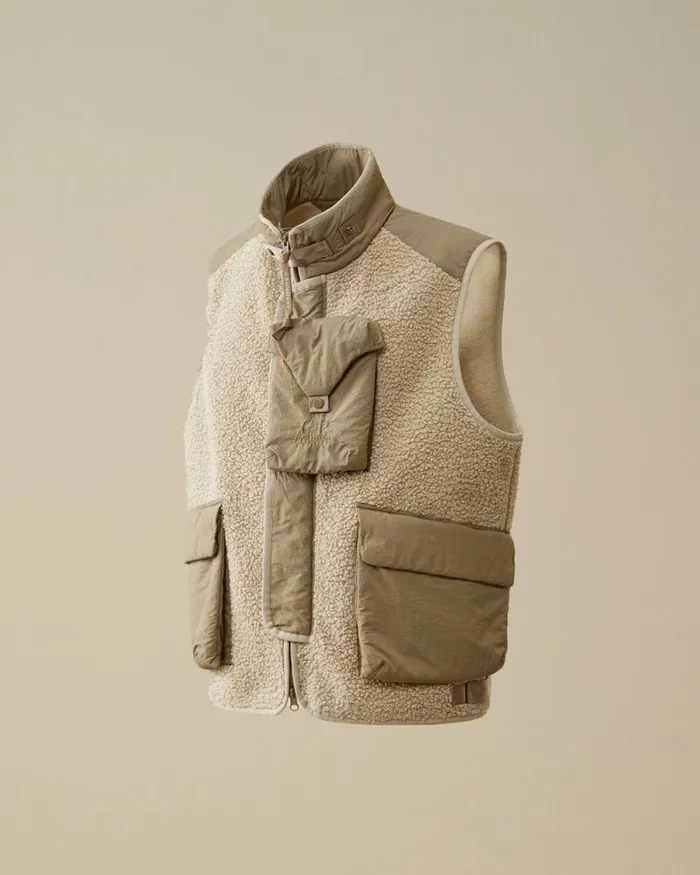 CP Company Jacket and Coats Polar Shell Mixed Vest Vintage Khaki Beige 8211 Man