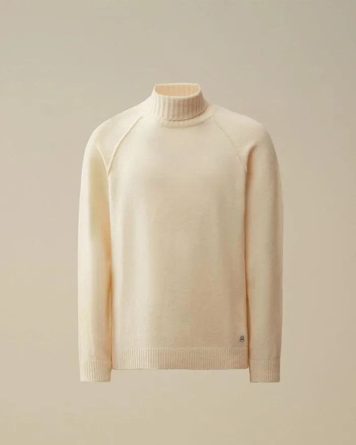 CP Company Jumpers Alpaca Wool Turtleneck Knit Gauze White 8211 Man
