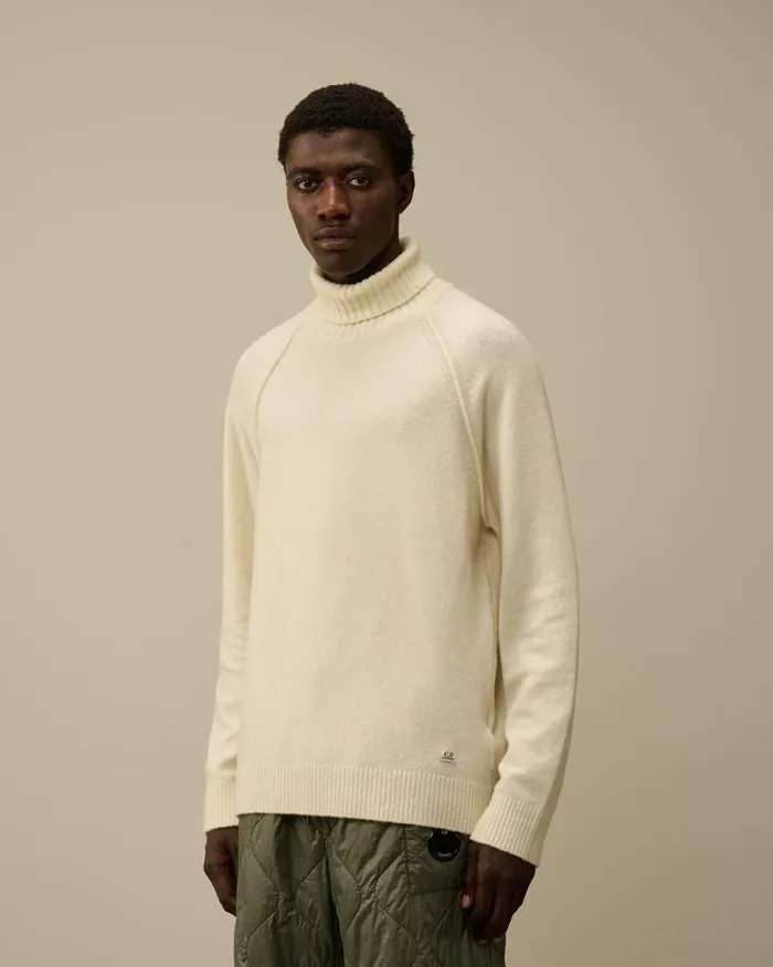 CP Company Jumpers Alpaca Wool Turtleneck Knit Gauze White 8211 Man