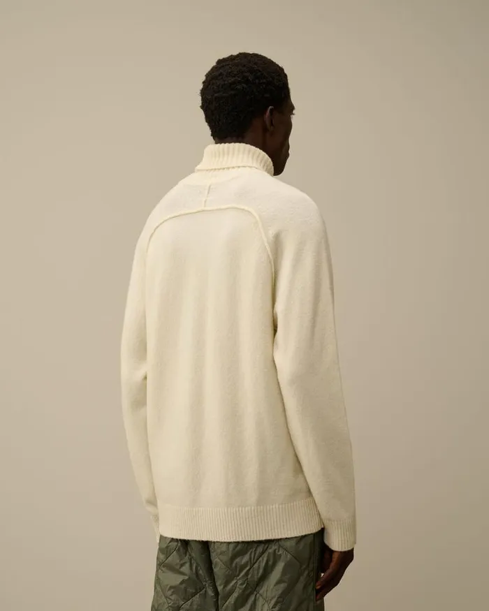 CP Company Jumpers Alpaca Wool Turtleneck Knit Gauze White 8211 Man