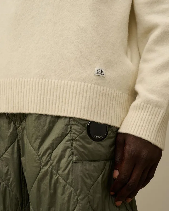 CP Company Jumpers Alpaca Wool Turtleneck Knit Gauze White 8211 Man