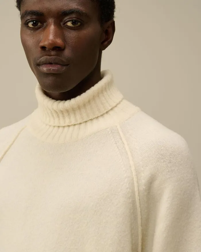 CP Company Jumpers Alpaca Wool Turtleneck Knit Gauze White 8211 Man