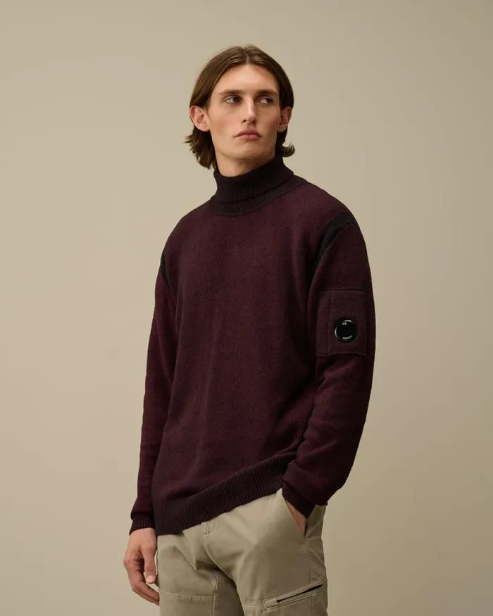 CP Company Jumpers Fleece Knit Turtleneck Knit Potent Purple 8211 Man