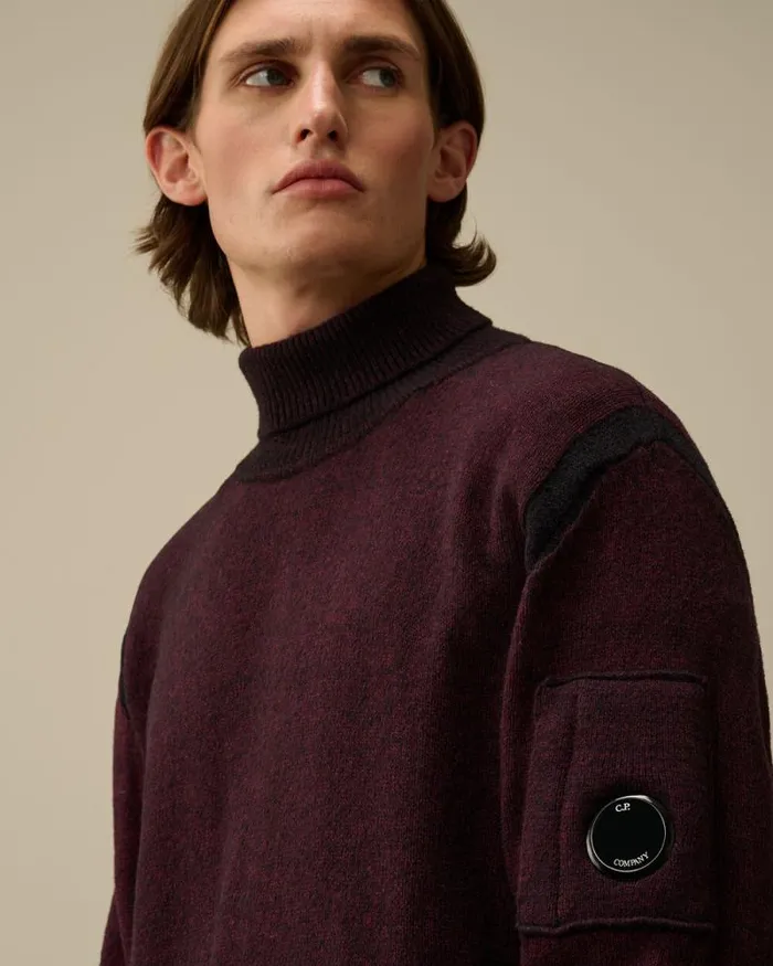 CP Company Jumpers Fleece Knit Turtleneck Knit Potent Purple 8211 Man