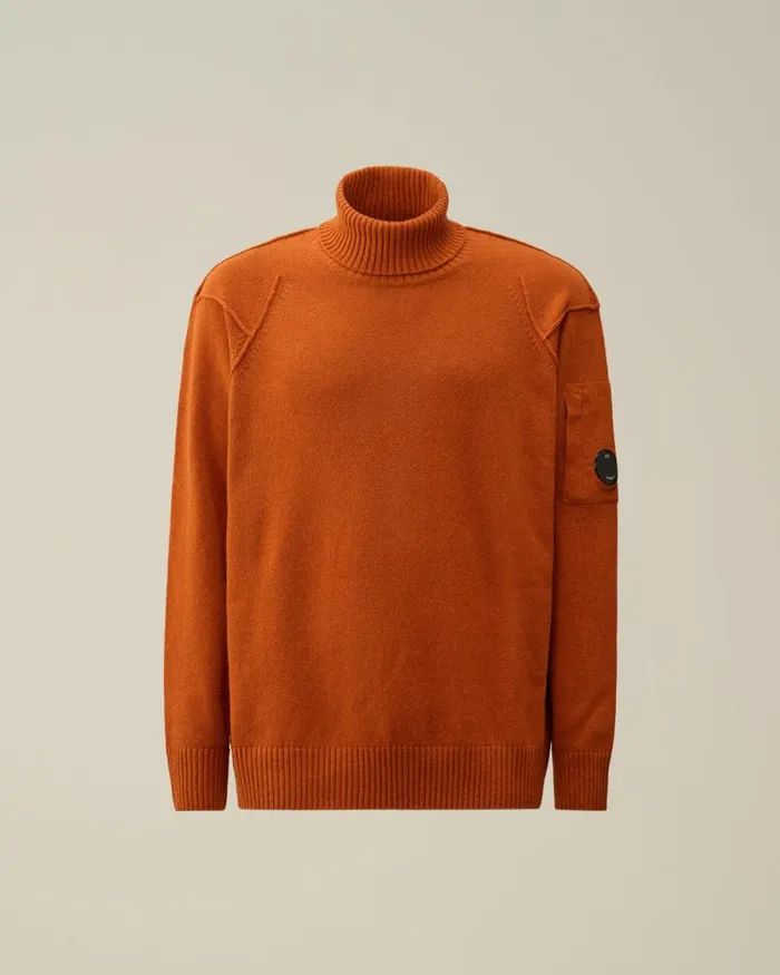 CP Company Jumpers Lambswool GRS Turtleneck Knit Bombay Brown 8211 Man