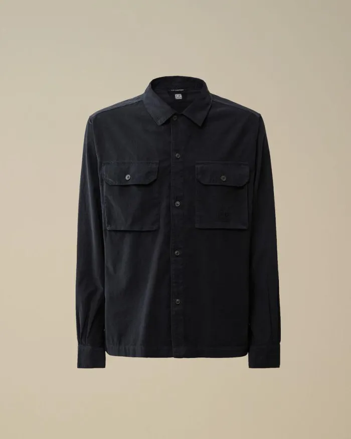 CP Company Overshirt Corduroy Buttoned Overshirt Black Sand 8211 Man