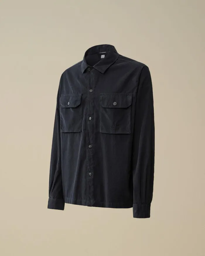 CP Company Overshirt Corduroy Buttoned Overshirt Black Sand 8211 Man