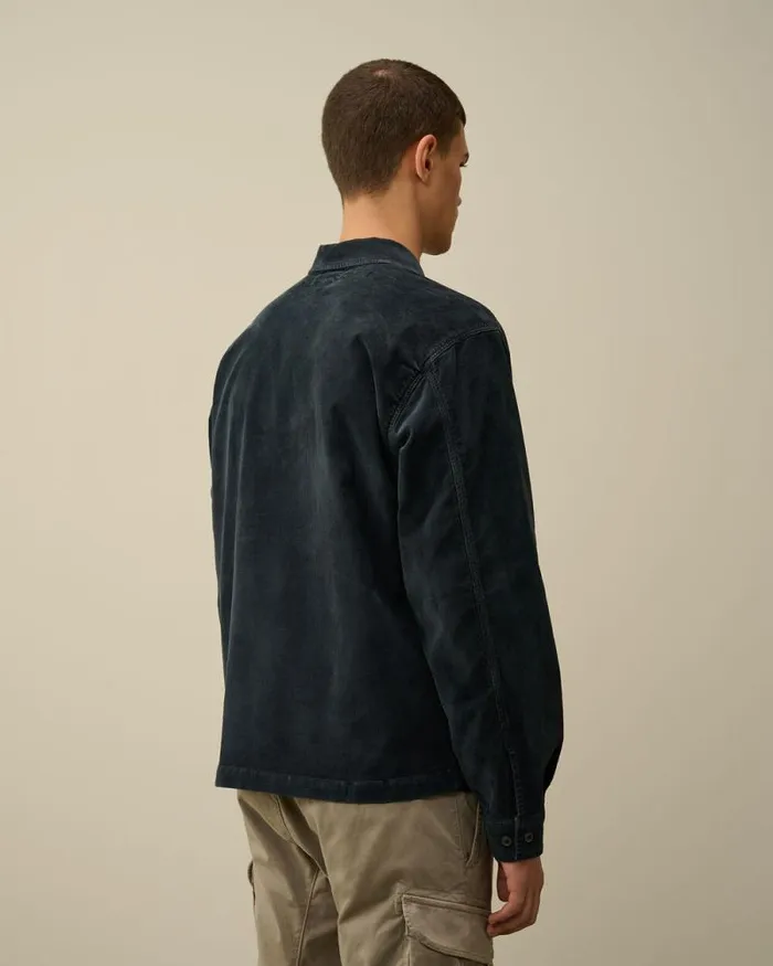 CP Company Overshirt Corduroy Buttoned Utility Overshirt Total Eclipse Blue 8211 Man