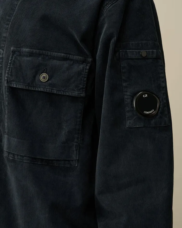CP Company Overshirt Corduroy Buttoned Utility Overshirt Total Eclipse Blue 8211 Man