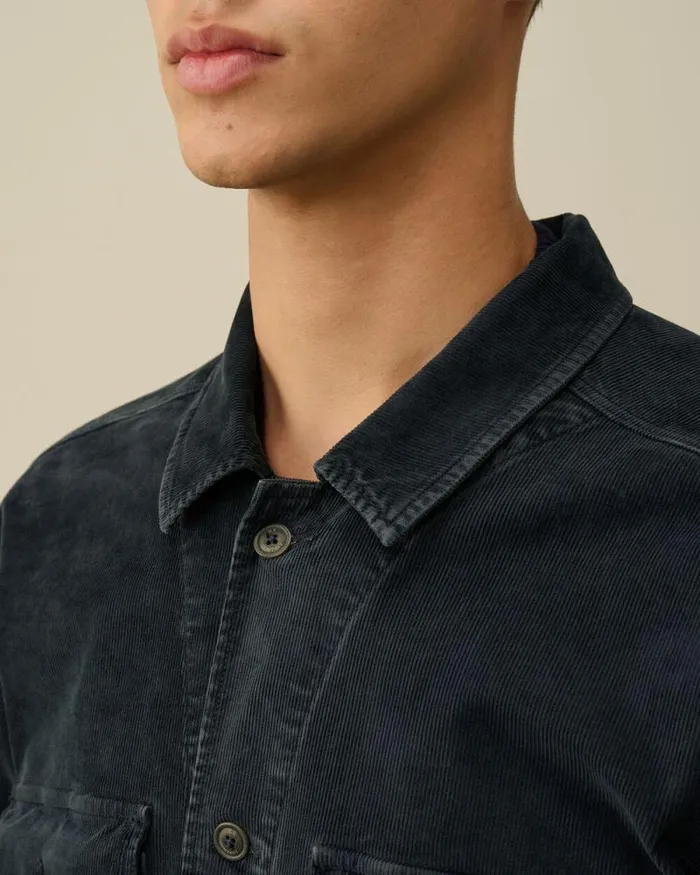 CP Company Overshirt Corduroy Buttoned Utility Overshirt Total Eclipse Blue 8211 Man