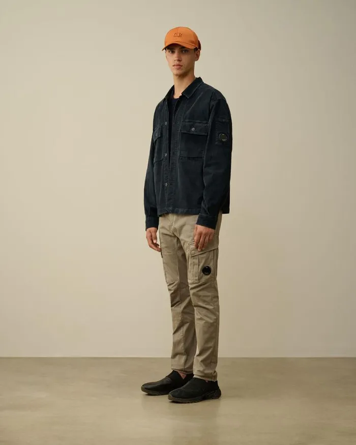 CP Company Overshirt Corduroy Buttoned Utility Overshirt Total Eclipse Blue 8211 Man