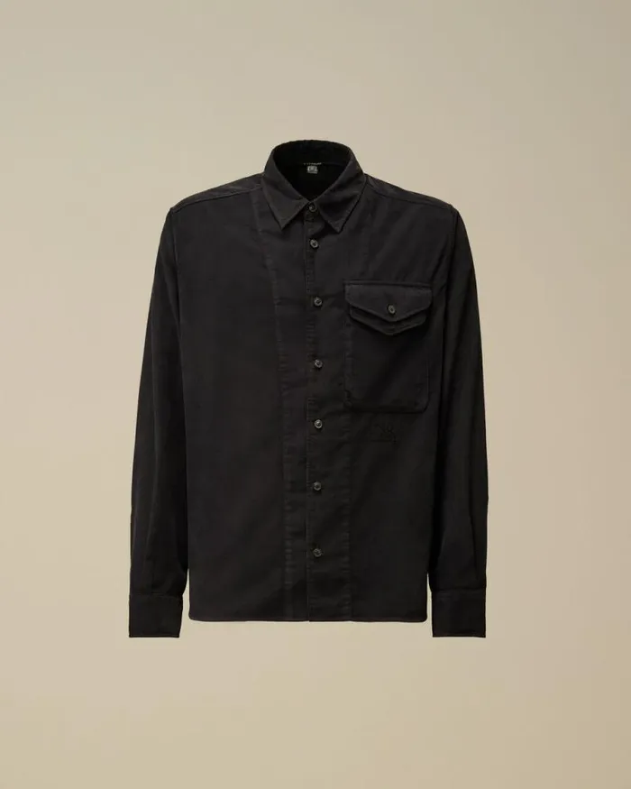CP Company Shirt Corduroy Single Pocket Shirt Total Eclipse Blue 8211 Man