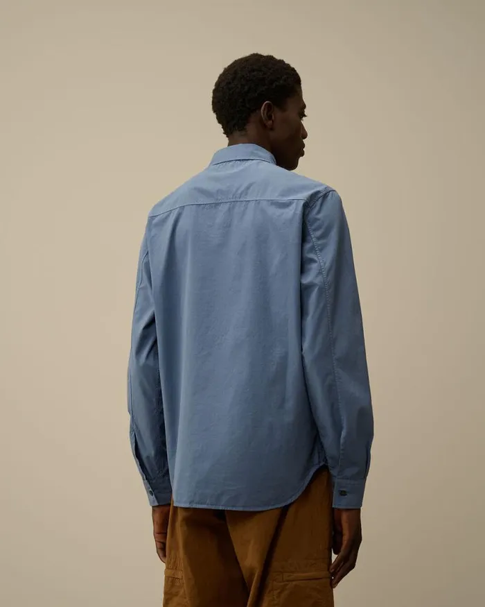 CP Company Shirt Emerized Popeline Buttoned Shirt Flint Stone Blue 8211 Man