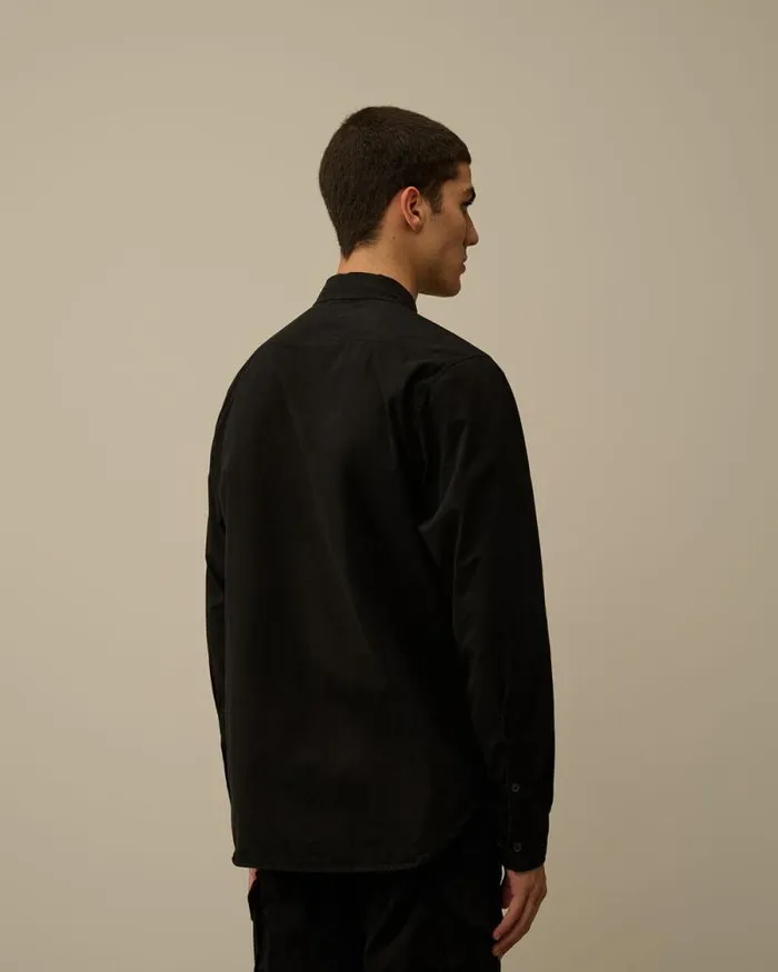 CP Company Shirt Organic Gabardine Buttoned Lens Shirt Black 8211 Man