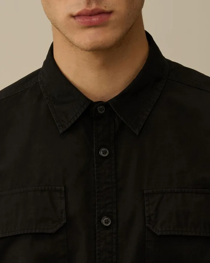 CP Company Shirt Organic Gabardine Buttoned Lens Shirt Black 8211 Man