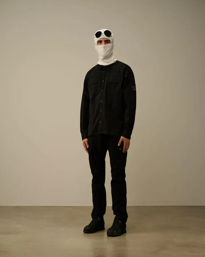 CP Company Shirt Organic Gabardine Buttoned Lens Shirt Black 8211 Man