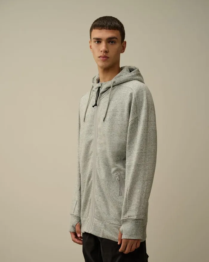 CP Company Sweatshirts Diagonal Raised Fleece Goggle Zipped Hooded Sweatshirt Greystone Melange 8211 Man