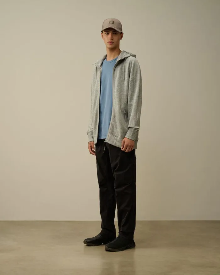 CP Company Sweatshirts Diagonal Raised Fleece Goggle Zipped Hooded Sweatshirt Greystone Melange 8211 Man