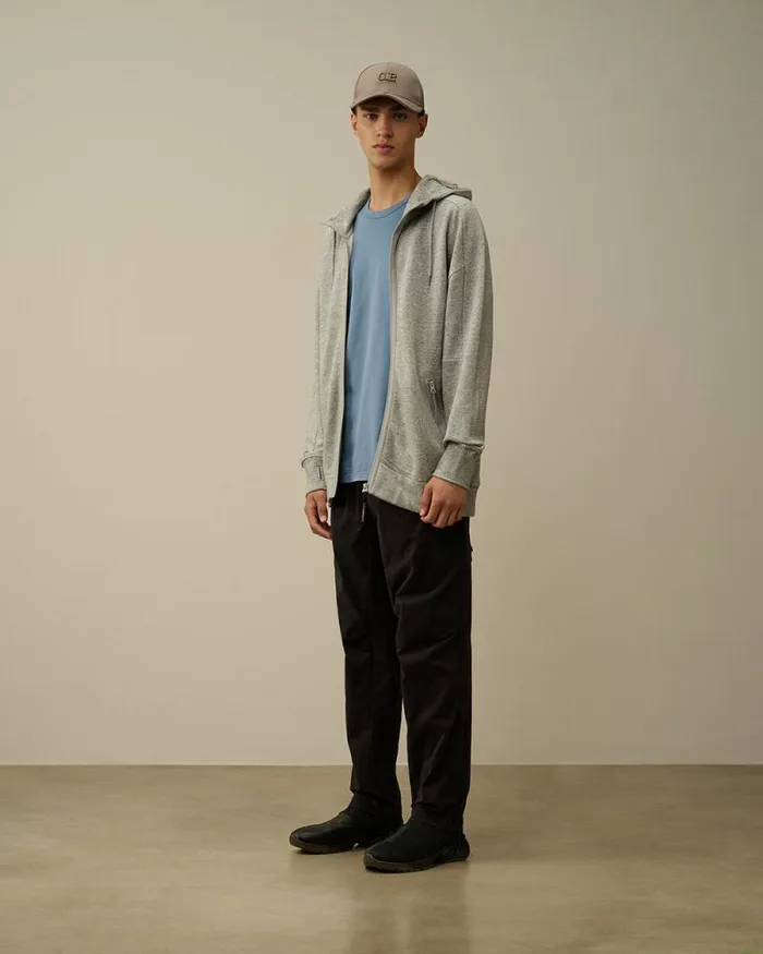 CP Company Sweatshirts Diagonal Raised Fleece Goggle Zipped Hooded Sweatshirt Greystone Melange 8211 Man