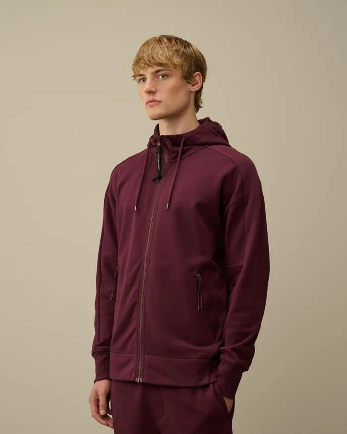 CP Company Sweatshirts Diagonal Raised Fleece Goggle Zipped Hooded Sweatshirt Potent Purple 8211 Man