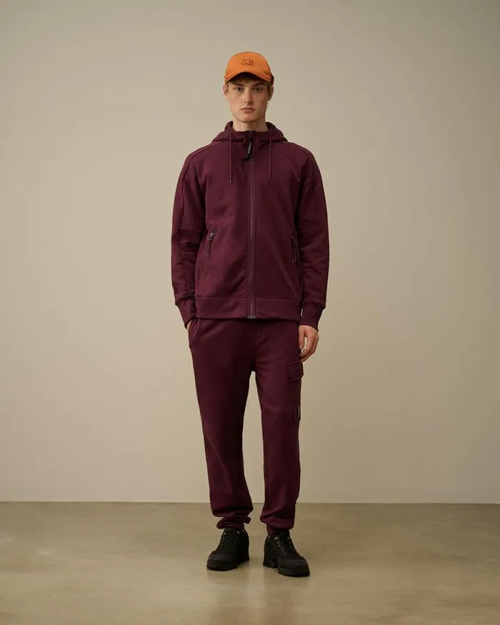 CP Company Sweatshirts Diagonal Raised Fleece Goggle Zipped Hooded Sweatshirt Potent Purple 8211 Man