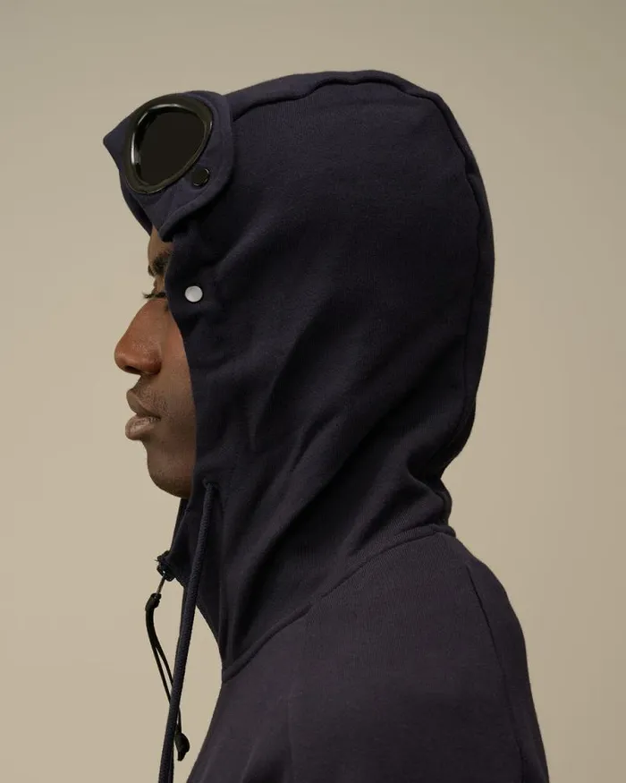CP Company Sweatshirts Diagonal Raised Fleece Goggle Zipped Hooded Sweatshirt Total Eclipse Blue 8211 Man