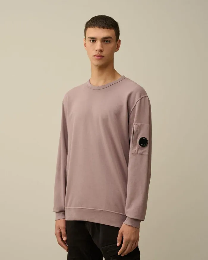 CP Company Sweatshirts Light Fleece Crew Neck Sweatshirt Purple Dove 8211 Man