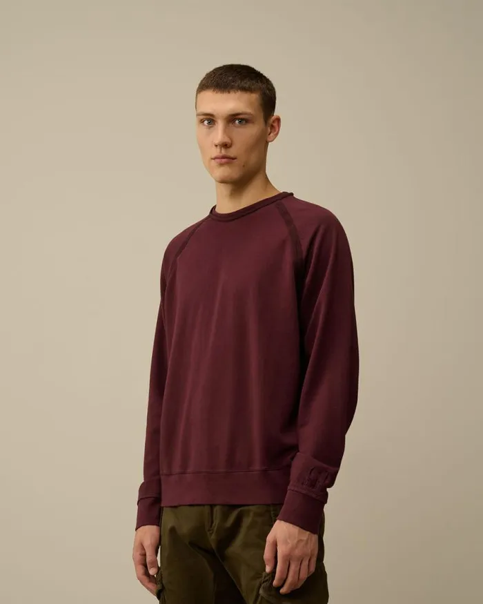 CP Company Sweatshirts Light Fleece Logo Crew Neck Sweatshirt Potent Purple 8211 Man