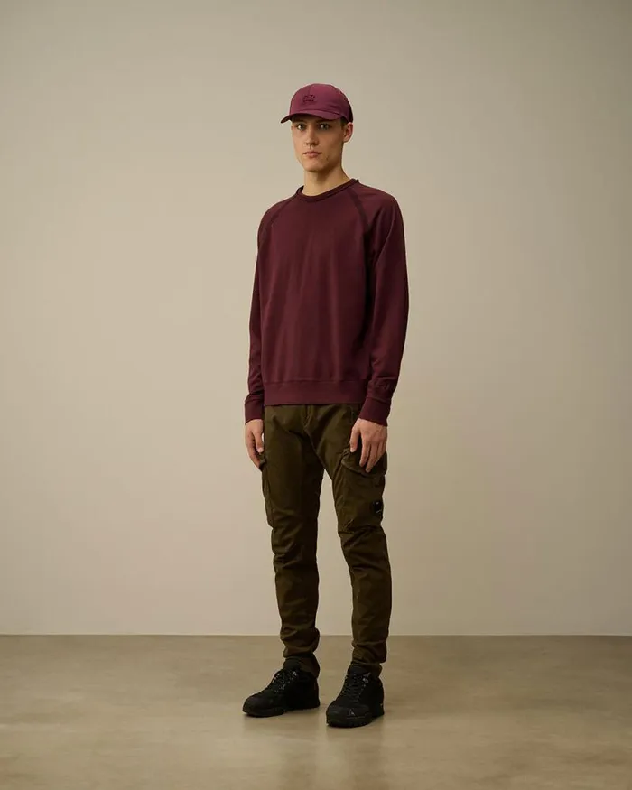 CP Company Sweatshirts Light Fleece Logo Crew Neck Sweatshirt Potent Purple 8211 Man