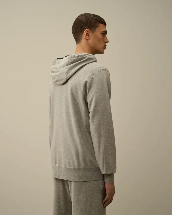 CP Company Sweatshirts Light Fleece Zipped Hooded Sweatshirt Greystone Melange 8211 Man