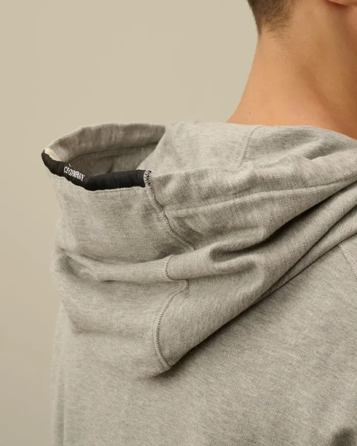 CP Company Sweatshirts Light Fleece Zipped Hooded Sweatshirt Greystone Melange 8211 Man