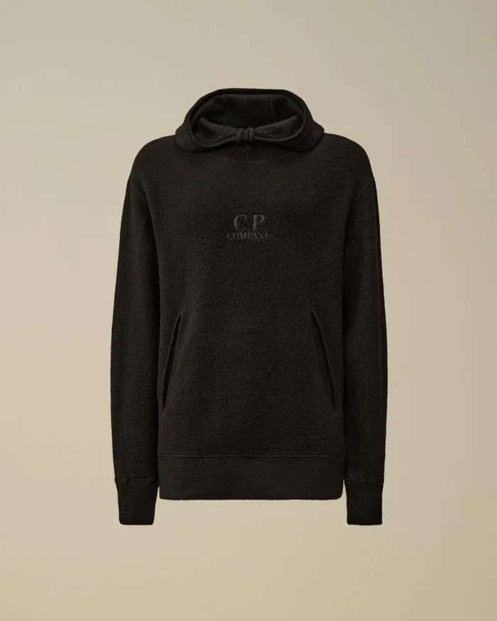 CP Company Sweatshirts Wool Polar Fleece Hooded Sweatshirt Black 8211 Man