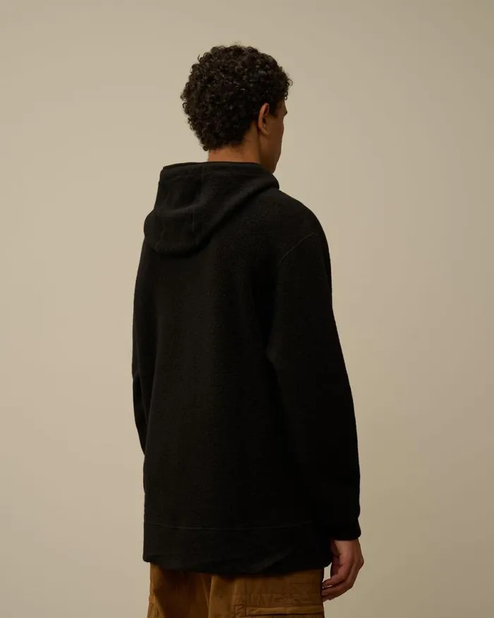 CP Company Sweatshirts Wool Polar Fleece Hooded Sweatshirt Black 8211 Man