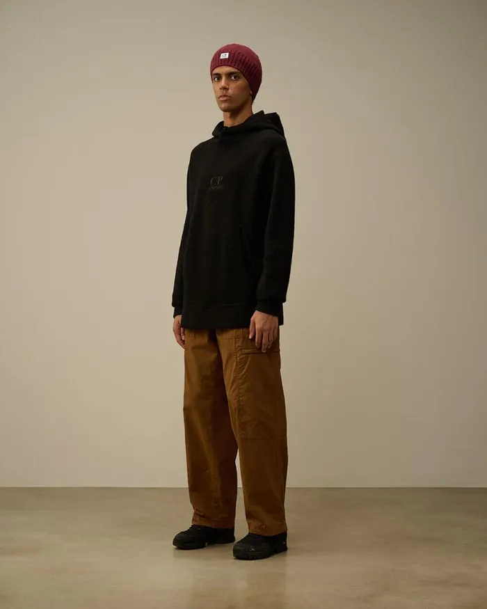 CP Company Sweatshirts Wool Polar Fleece Hooded Sweatshirt Black 8211 Man