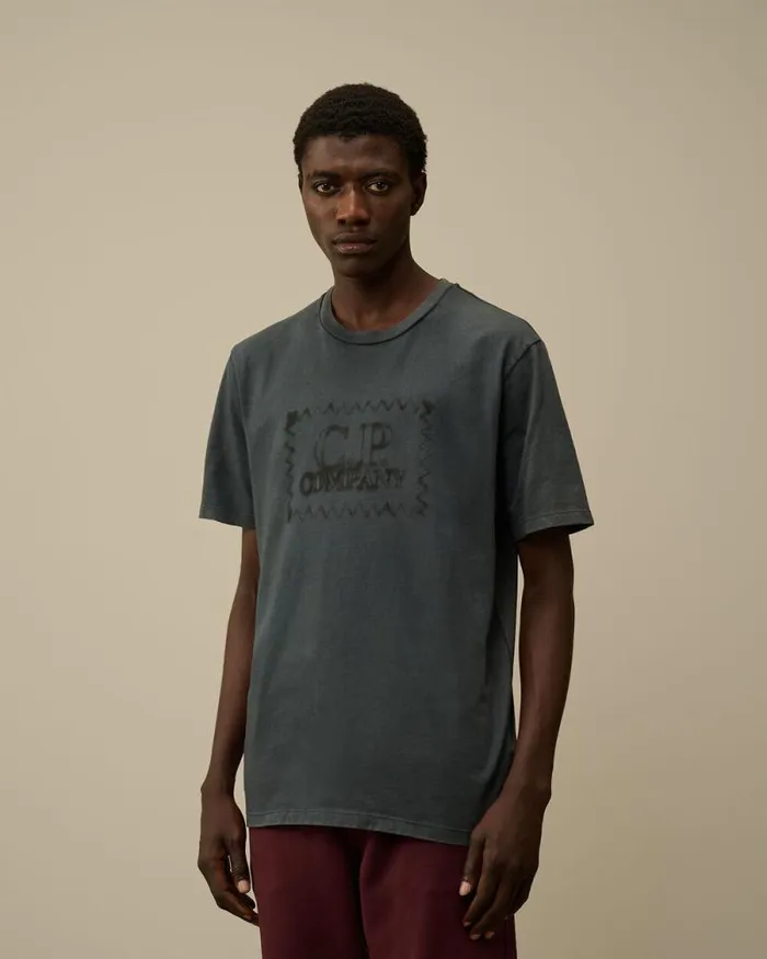 CP Company Tshirts and Polo 241 Jersey Logo Label TShirt Black Sand 8211 Man