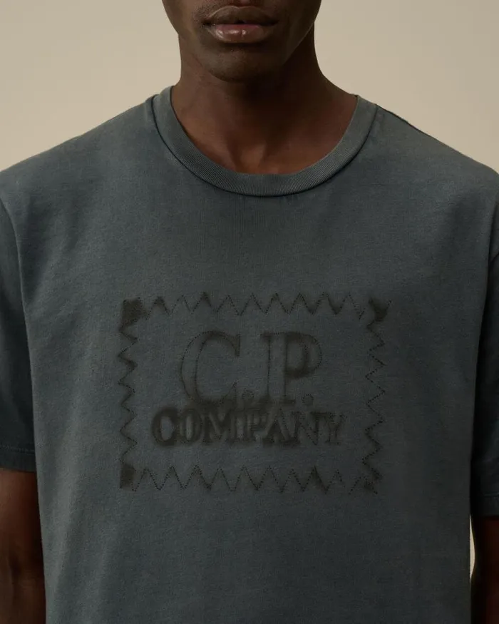 CP Company Tshirts and Polo 241 Jersey Logo Label TShirt Black Sand 8211 Man