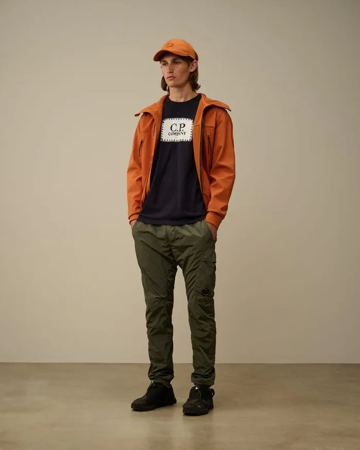 CP Company Tshirts and Polo 301 Jersey Logo Label TShirt Total Eclipse Blue 8211 Man
