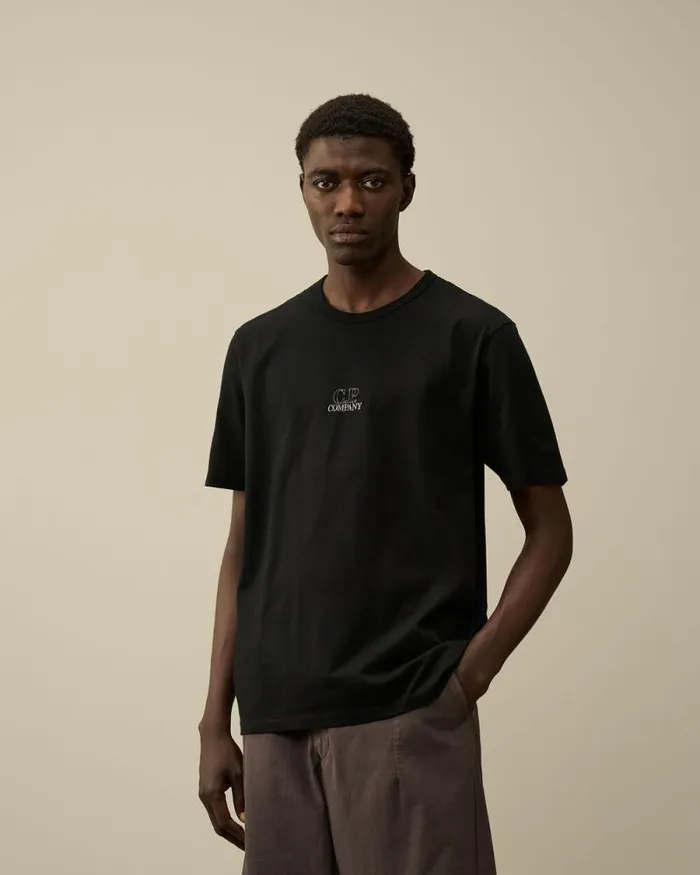 CP Company Tshirts and Polo Mercerized 302 Jersey Twisted Logo Graphic TShirt Black 8211 Man