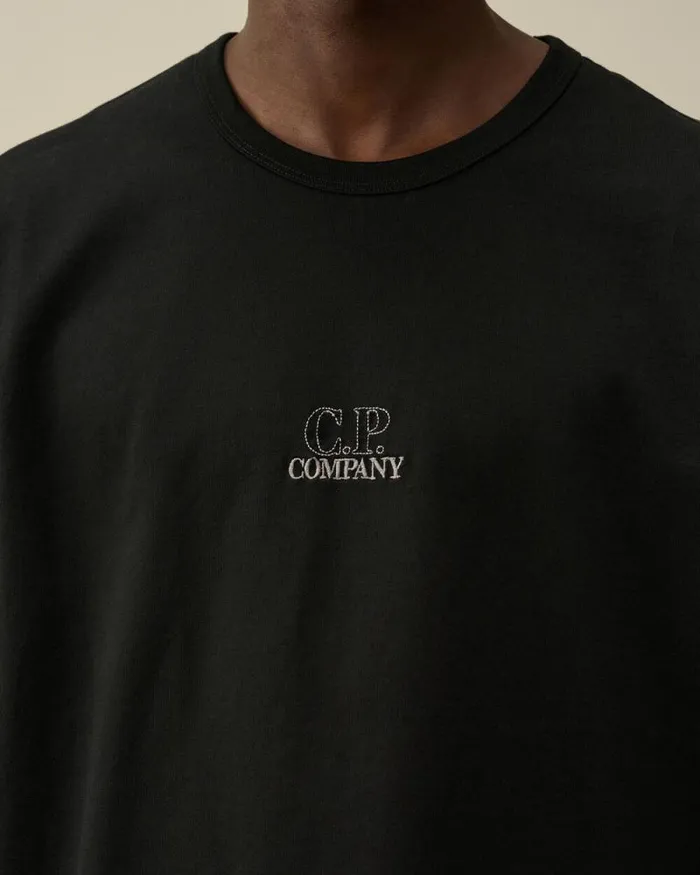 CP Company Tshirts and Polo Mercerized 302 Jersey Twisted Logo Graphic TShirt Black 8211 Man