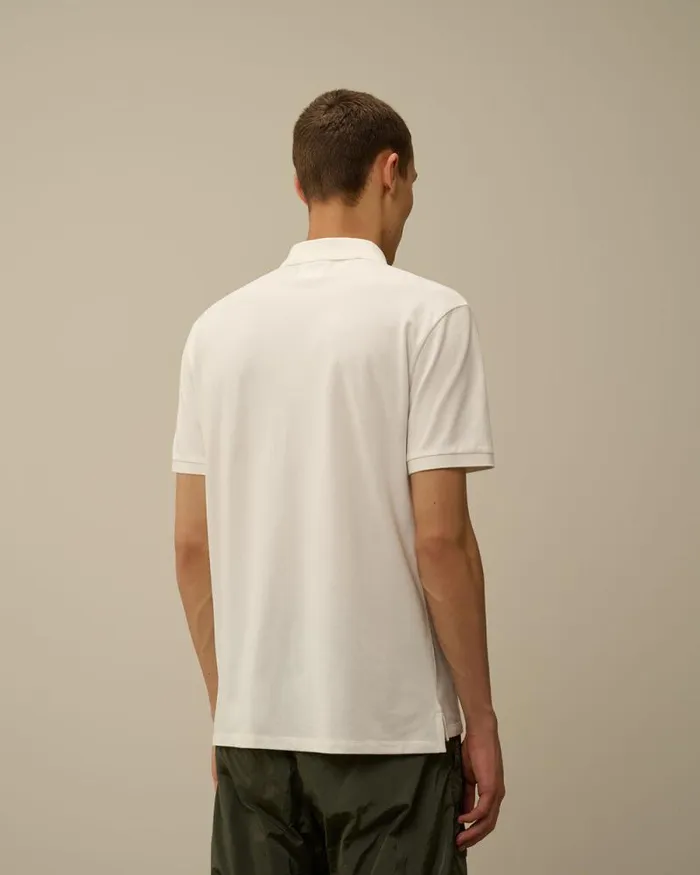 CP Company Tshirts and Polo Stretch Piquet Logo Polo Gauze White 8211 Man
